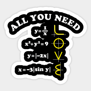 All You Need Is Love Funny Math Graph Sticker